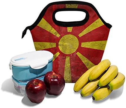Чанта за обяд Vipsk за възрастни/мъже/Жени/Деца, Кутия за обяд с Македонския Флага в Ретро стил, Водоустойчив Калъф за Носене за Пикник на Открито, Чанти за Обяд, Чанта-?