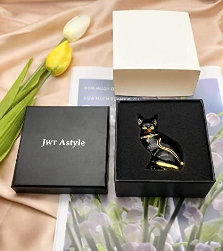 JWT Astyle Луксозен Ковчег за бижута Black Cat на панти с Кристали.Кутия за украшения с фигура на Котка на ръчно рисувани.