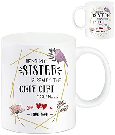 Керамични Чаши KLYJI Being My Sister Coffee Mug Чаша, Новост, Чаши за Кафе, Чаена Чаша, Забавни Чаши за Кафе, за Жени, Подарък за Рожден Ден за Сестрите от Sister
