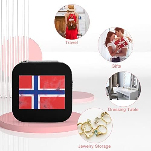 Норвежки Флаг Кутии За Бижута, Изкуствена Кожа Портативен Дисплей Кутия За Съхранение на Притежателя Мини Торбичка за