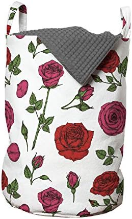 Чанта за дрехи Ambesonne Flowers, Романтична Снимка в цветния теми с Розови Рози на Однотонном фона, Кошница за дрехи