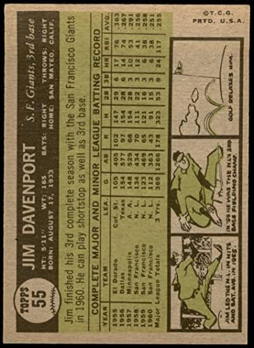 1961 Topps 55 Джим Дейвънпорт Сан Франциско Джайентс (Бейзболна картичка), БИВШ Джайентс