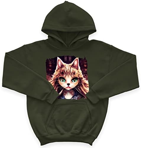 Детска hoody с шарени хубава котка Chibi отвътре с гъба - Фантазийная Детска hoody с качулка - Hoody с принтом за деца