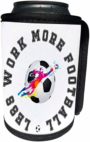 3dRose Футбол - Футбол - по-Малко работа, повече футбол. Подарък за. - Опаковки за бутилки-охладители (cc-364534-1)