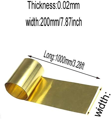 Латунная плоча YUESFZ Латунная метална тонколистовая лента Фолио плоча на Уплътнението 200 mm/7,87 инча x 1000 mm/39,9