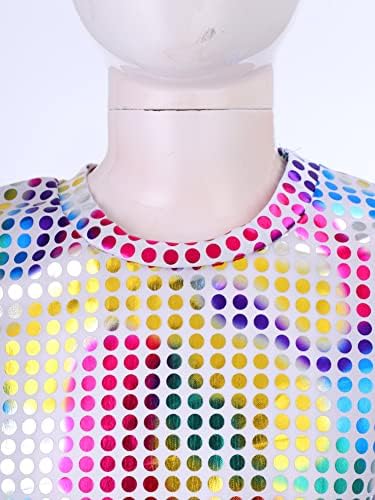 Луксозни Детски Блузи с лъскави пайети За момичета, Однотонная Свободна Риза в стил Хип-Хоп за спортни Танци С Къс Ръкав