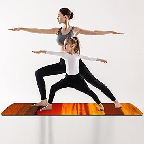 Килимче за йога с дебелина 6 мм, с принтом Sunset Orange, Екологично Чисти Постелки за упражнения от ТПЭ, Подложка за