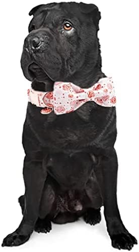 Нашийник за кучета HFDGDFK Valentine Rose Сърце с папийонка, Нашийник за кучета-Голям Среден размер (Размера: Малка)
