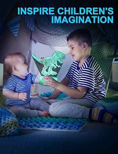 Лека нощ с Динозавром Ница Dream за деца, 3D Иллюзионный лека нощ, 16 Цвята, Променящите се с помощта на дистанционното