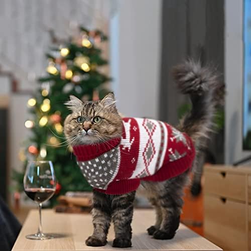 BWOGUE 2 Опаковане на Коледен Пуловер за котки, Коледни Пуловери за кучета, Зимни Трикотажная Дрехи за домашни котки,