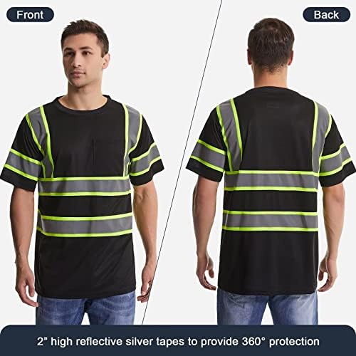SKSAFETY Тениски на професионално ниво с висока видимост, бързо съхнещи Ризи на сигурност 3 клас за мъже и жени, Светоотражающая Дишаща тениска Birdeyes с къс ръкав и джоб з?