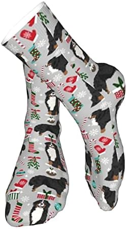 Коледни Чорапи порода чегна-bernese mountain dog, Празнични Сиви Спортни Чорапи за любителите на домашни любимци, Спортни