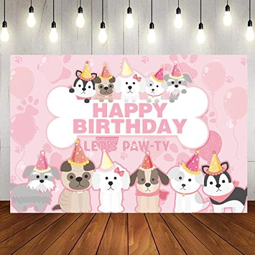 Аксесоари за парти с куче - Розово прибори за рожден ден с участието на кучешки лапи, Украса за парти за момичета, включително
