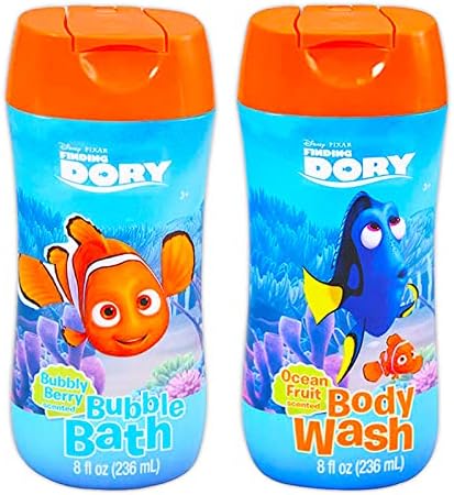 Дисни Shampoo and Baby Wash - Набор от шампоани Finding Nemo с 5 играчки за къпане под формата на лодочек, Пяна за вана Finding Dory, препарат за измиване на тялото и много още (В търсене на