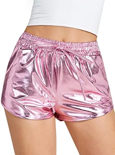 Дамски Брилянтни къси Панталони с Метален Модел Hedmy, Летните Горещи Панталони За Йога, Дързост Танцови Панталони С