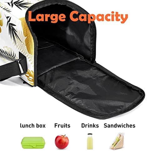 Чанта за обяд за Жени и Мъже, Утепленная Чанта-Тоут с Регулируем пагон под формата на Обяд-Бокс с Златисти Тропически