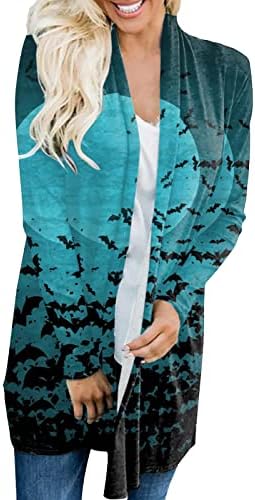 Дамски Ежедневни Блуза за Хелоуин, Палто-Жилетка в готически стил с Принтом, Блузи с Дълъг ръкав, Жилетка с Отворена