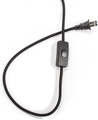 Окачен лампата на Едисон 1-Light, Matte Black, Кабел от черен плат, вграден превключвател за включване / изключване,