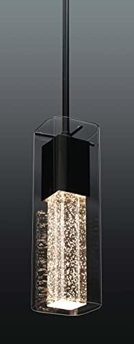 Окачен лампа XiNBEi Lighting, Модерен Окачен лампа за Кухня в Черен Цвят с Квадратна стъкло и led лампа XB-P1110-ПЛ-MB