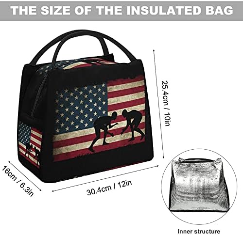 Борбата с Флага на САЩ-1 Множество Чанта за Обяд, Чанта-Тоут за Жени, Мъже, Възрастни, Туризъм, Пикник