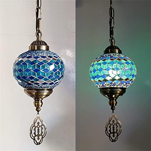 TJLSS Мозаечни Висящи лампи Турското Ретро Осветление Бар Ресторант Прозрачен Бар, Средиземноморски окачен лампа (Цвят: