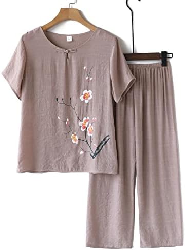 Комплекти Дрехи от 2 теми за жените Размера на Плюс, Лятна Ежедневни Тениска с къс ръкав и Панталони, Комплекти за Възрастните