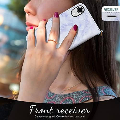 Fyi, разработена за iPhone XR Case, Луксозен калъф-портфейл от изкуствена кожа за мобилен телефон с държач за карти,