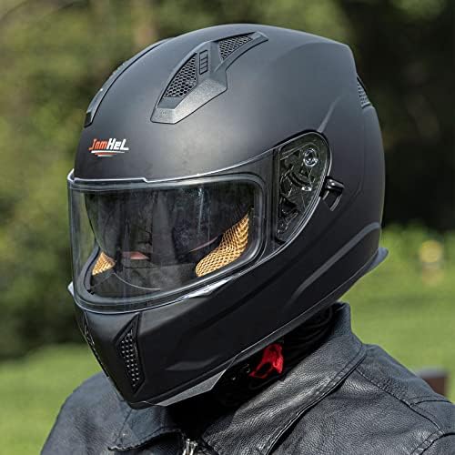 Мотоциклет шлем JnmHel с пълно лице за мъже и жени, защитни външни велосипедни каски с шумопотискане и тонизирана козирка,