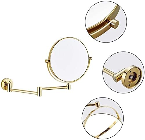 RFXCOM Огледала за баня, Стенни Месингови Увеличителни Двустранни Въртящи За Грим и Бръснене, Прибиращи Регулируеми (Цвят: Златен размер: 3X)