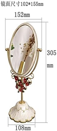Цвят на емайла WODMB Двустранно Десктоп Огледало за грим и стойка за бижута, Огледало за домашно тоалетна масичка (Цвят: