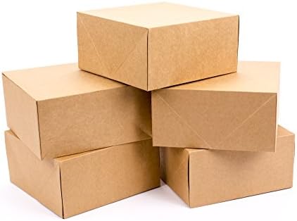 Подаръчни кутии Hallmark 8 (Опаковка от 5 броя; Квадратен Крафт) за Коледа, на Празници, на рождени Дни, Сватби, Занаяти,
