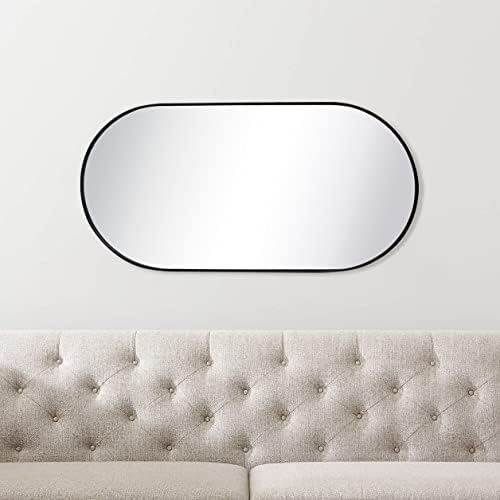 TEHOME Черно Овално Огледало за баня 20x40 под формата На хапчета, Продълговати Тоалетен Огледало в Метална Рамка, Капсульное