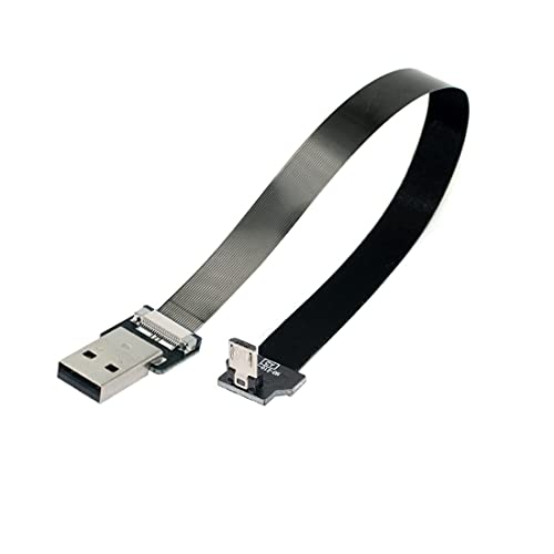 ChenYang CY Type-A USB 2.0 Plug към Micro USB 5Pin куплунга, а Под Ъгъл 90 Градуса за Пренос на Данни Плосък Тънък Гъвкав кабел 20 см за FPV, Диск и телефон