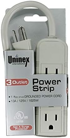 Захранващ кабел Uninex PS28U с компактен заземяване на 3-контакта, от списъка на UL, с дължина 1 Метър, в опаковка по
