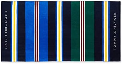 Плажна кърпа Tommy Hilfiger Summer в ивицата 400 ГОРИВО, с принтом, 1 бр., 36 х 70 см, памук (синьо /зелено)