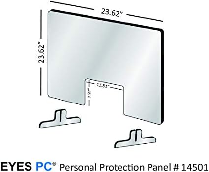 EYES PC Sneeze Guard Прозрачен защитен екран за маса или на тезгяха с ширина от 24 инча (застроена площ: Ш 23,62 х В 23,62), идваща през прозореца (Ш 11,81 х В 7,87) за документи или стоки.