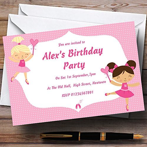 Красиви Розови Балерина Персонални Покани на Парти по случай рождения Ден