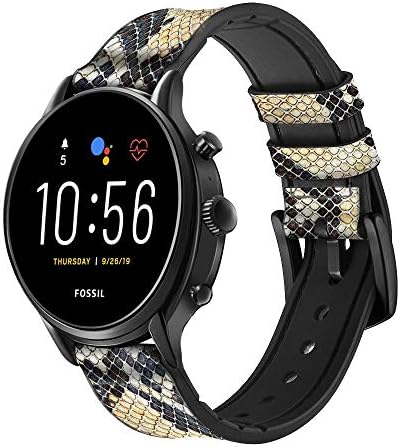 CA0412 Текстура Змийска Кожа, Кожена каишка за умни часовници с Графичен Принтом, Каишка за Fossil Hybrid Smartwatch