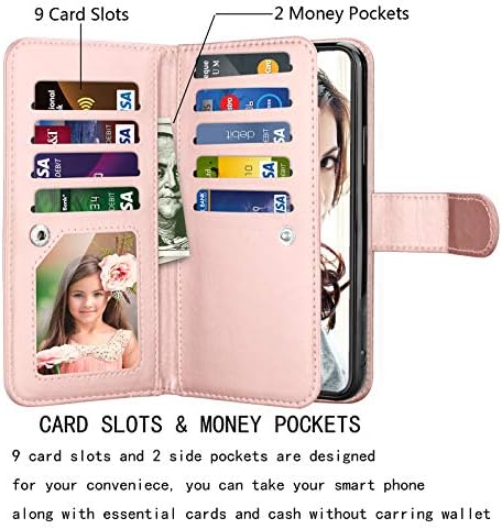 Чанта-портфейл NJJEX за iPhone 11 PRO Max 2019, калъф за iPhone 11 PRO Max (6,5 инча), [9 слотове за карти] От изкуствена