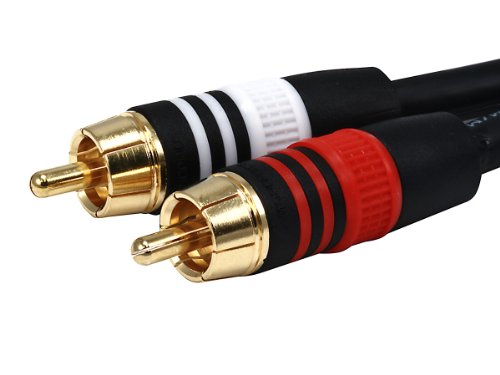 Monoprice 6-инчов стерео жак премиум-клас с 3,5 мм конектор 2RCA 22AWG (позлатен) - Черно и 1,5-крак кабел премиум-клас