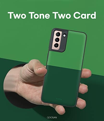 Калъф Qoosan Galaxy S21 с държач за карти, портфейл, тънък калъф за телефон, зелен