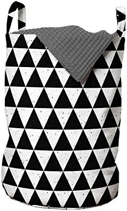 Геометрична чанта за дрехи Ambesonne, Продолжающая Триъгълна фигура в стил гръндж, Пръснат на однотонном фона, Кошница