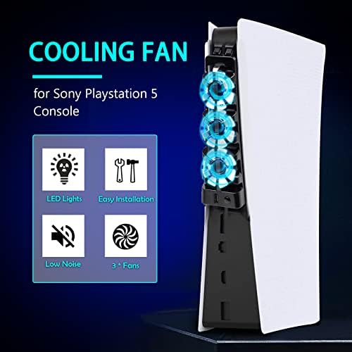 Вентилатор за охлаждане PS5 с led осветление, Аксесоари Nargos за PS5 Вентилатор за Охлаждане за конзолата Playstation