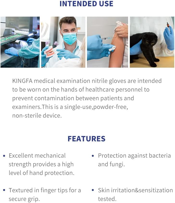 Ръкавица с дебелина 4 mils BNM HEALTH Kingfa All Size Без нитрилового прах за еднократна употреба, за Еднократна употреба