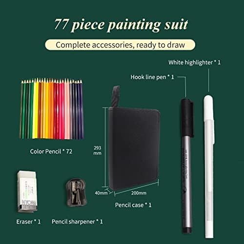 XXXDXDP 77 бр. Комплект цветни Моливи Професионален Комплект За Рисуване на Скици Дървен Молив Чанти за Моливи Стоки