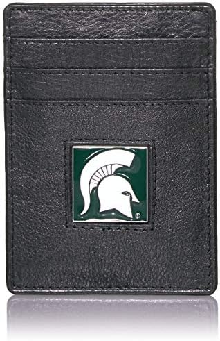 NCAA Siskiyou Sports Мъжки Michigan State Spartans Кожена Скоба за пари/Държач за карти, Опаковани в Подарък една кутия