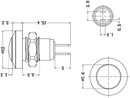 Larcele 8 мм Мини Бутон Превключвател Водоустойчив Незабавен Метален превключвател САМ JSANKG-16,5 Бр. (Зелен)