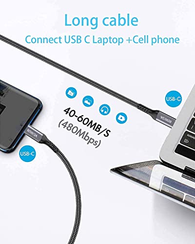USB кабел C-C USB с дължина 60 W (2 комплекта, 10 фута), Сплетен Кабел за бързо зарядно устройство Type-C за iPad Air