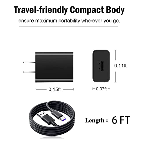 6 фута Кабел за стенен зарядно устройство USB-C, който е Съвместим за Jitterbug Lively Smart 3-то поколение, кабел за