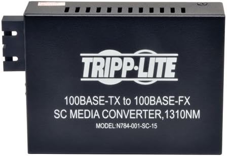 Мрежова duplex однорежимный удължител Трип Lite с меден конектор RJ-45 Ethernet оптични влакна SC, с дължина на вълната